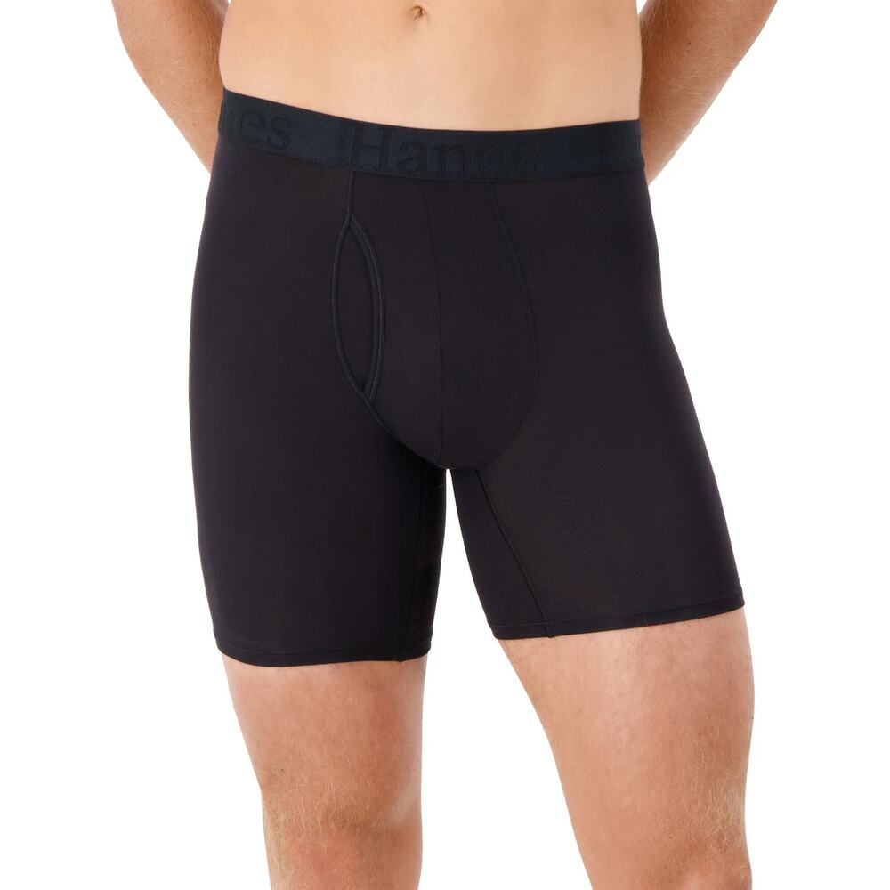 Hanes Originals Men's XL Black 3-Pack SuperSoft Underwear Boxer Briefs H8-14